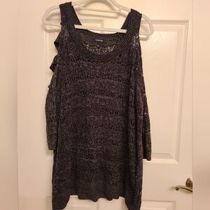 Torrid Grey & Black Knit Lightweight Sweater With Cutouts Plus Size 3
